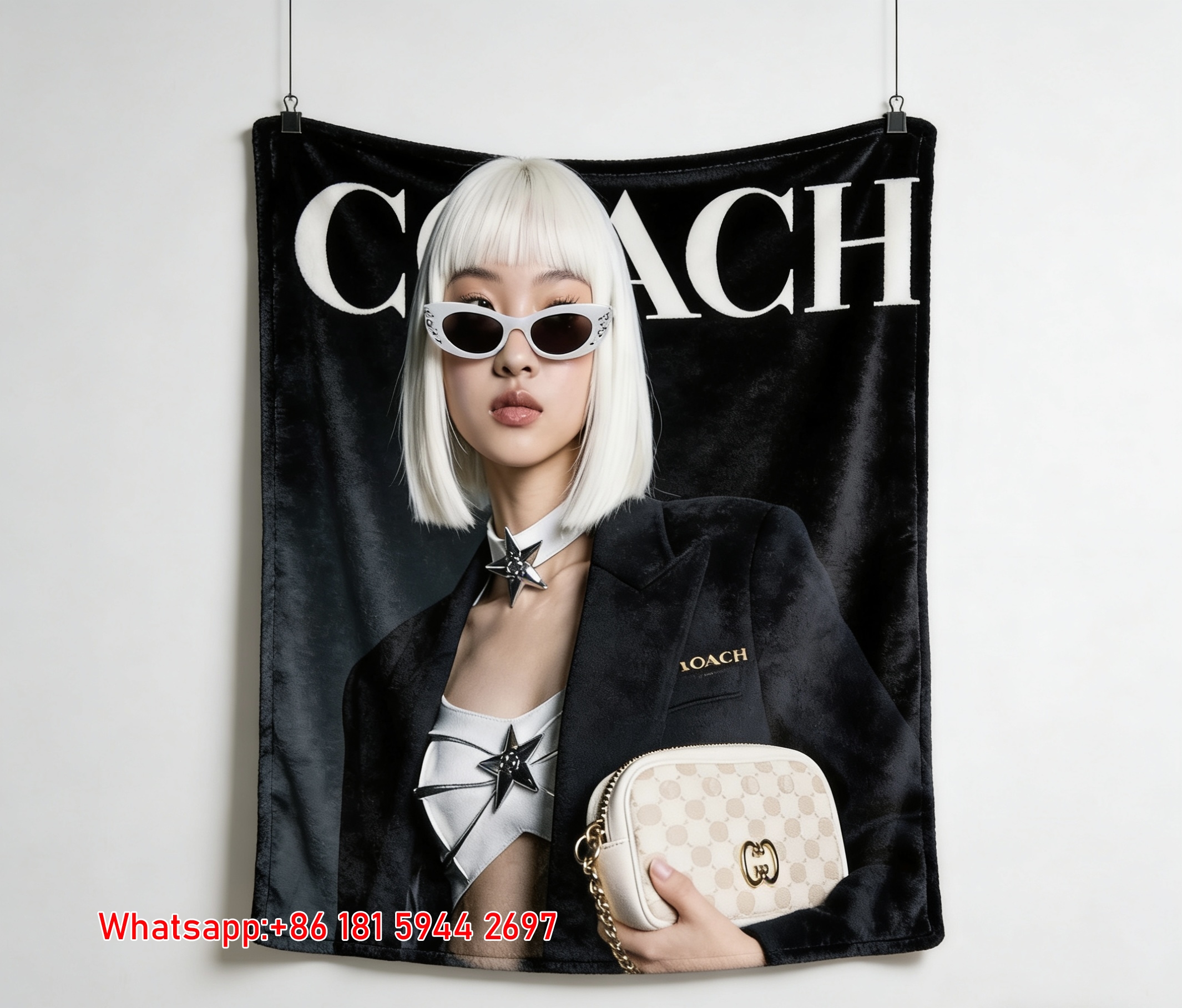 COACH Star Print Flannel Sofa Throw Blanket C152